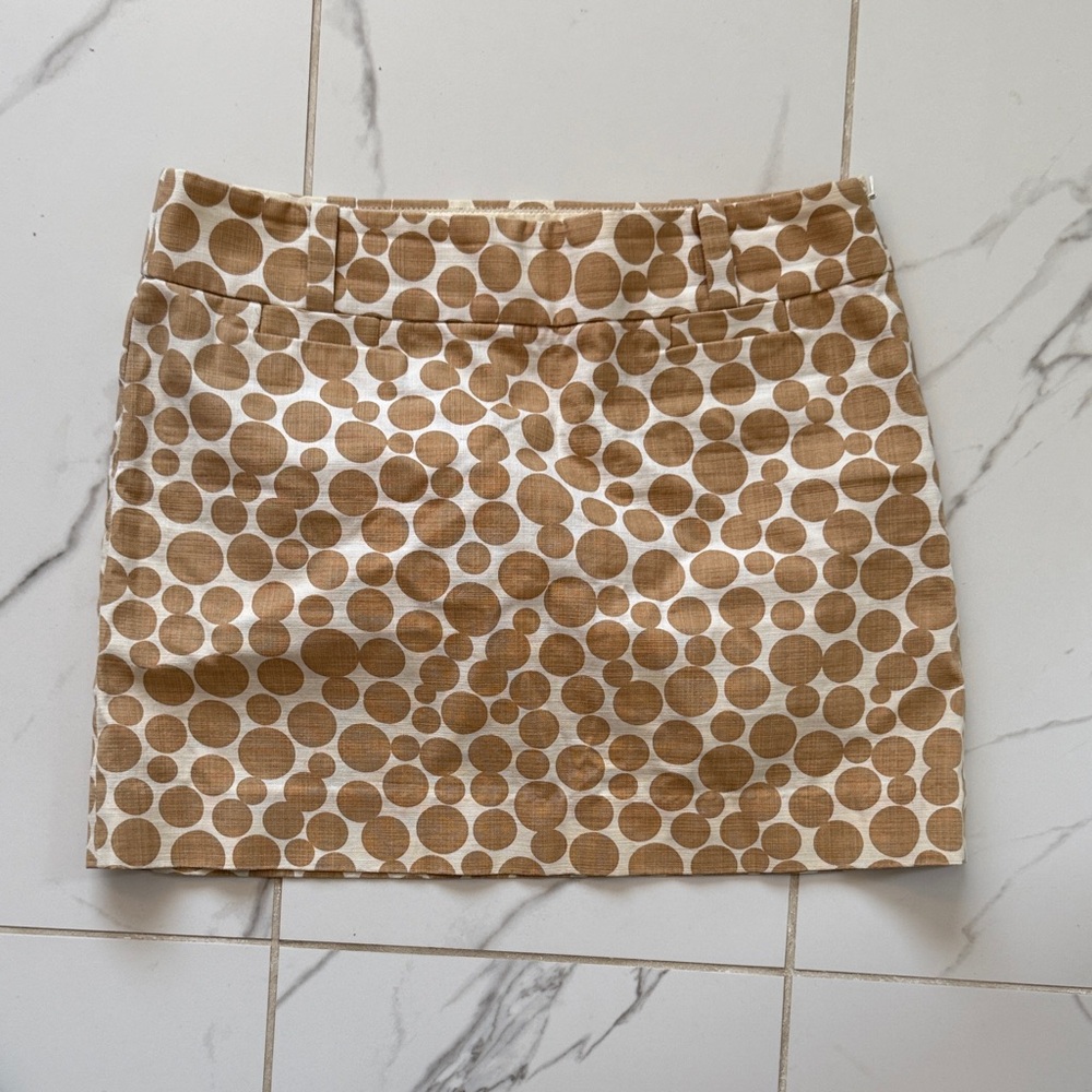 J. Crew Tan and Cream Polka Dot Mini Skirt